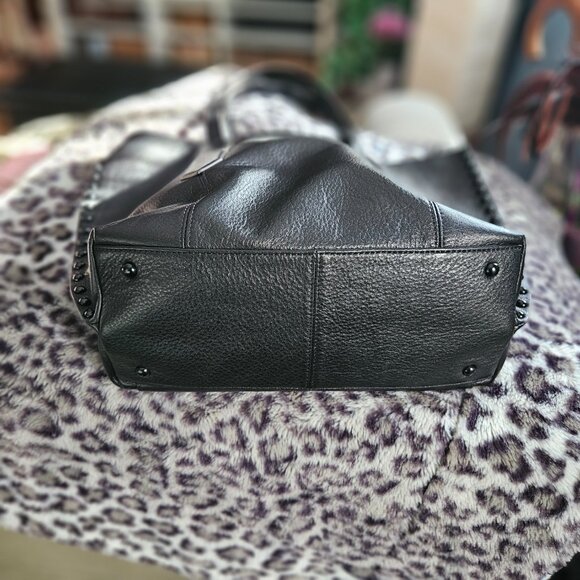 Aimee Kestenberg | Busy Bee Unlined Black Genuine Leather Studded Bag - Picture 7 of 15